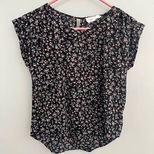 Black floral blouse
